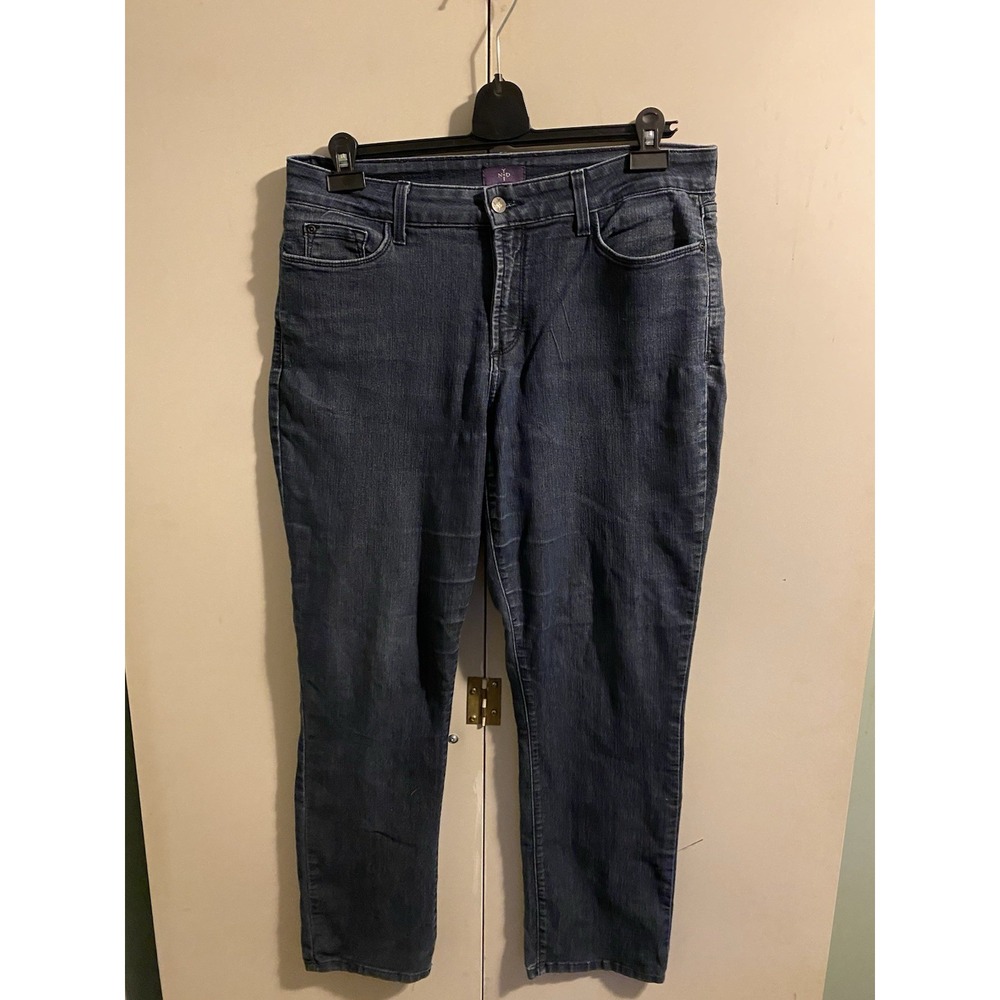 NYDJ Skinny Jeans Womens 14 Dark Wash Stretch Made In USA Denim Blue Lift Tuck